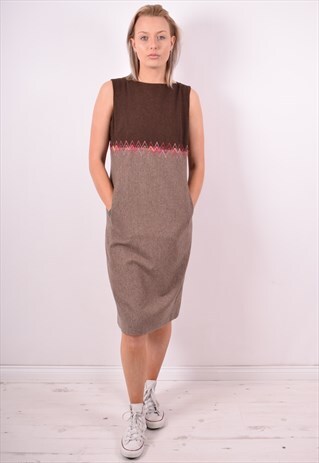 MISSONI WOMENS VINTAGE DRESS MEDIUM BROWN 90S