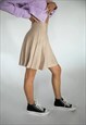 BEIGE KNITTED PLEATED MINI TENNIS SKIRT 