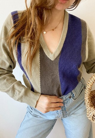 VINTAGE 70S PRINGLE MADE IN SCOTLAND ABSTRACT JUMPER PULLOVE