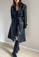 Vintage Black Leather Trench Coat