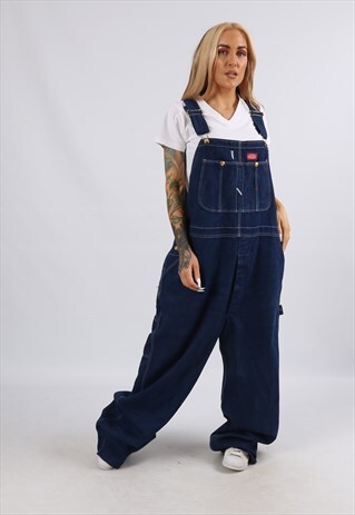 VINTAGE USA DICKIES DENIM DUNGAREES PLUS SIZE 20 3XL (J51O)