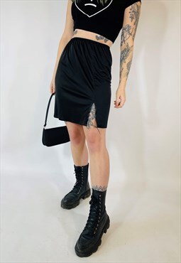 Vintage 90s 00s Y2K Grunge Satin Black Mini Skirt