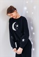 Holographic moon & star embroidered sweater