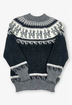 Vintage Llama Patterned Knit Jumper Black Medium BV15494