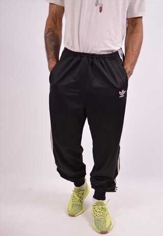 ADIDAS MENS VINTAGE TRACKSUIT TROUSERS LARGE BLACK 90S