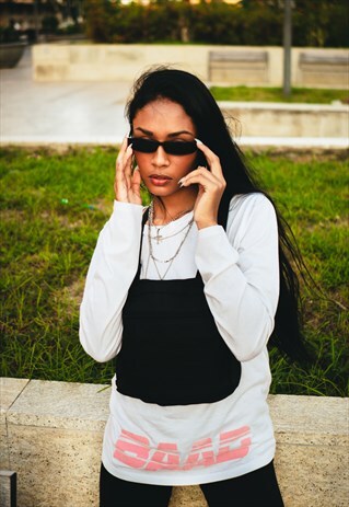 BAAD T-SHIRT WHITE LONG SLEEVE ( NEOFUTUR PINK )