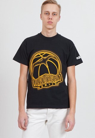 90S VINTAGE BLACK ADIDAS CREW NECK SHORT SLEEVE T-SHIRT