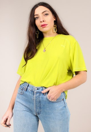 VINTAGE 90S LIME GREEN PUMA T-SHIRT