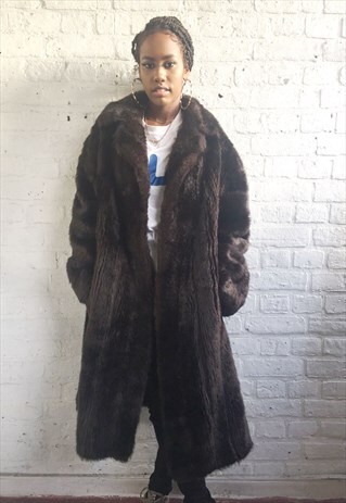 FAUX FUR COAT (1990'S/BROWN)