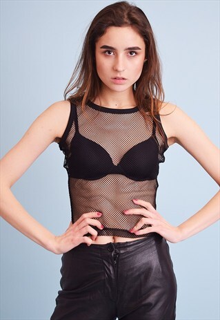 90'S RETRO SHEER MESH FISHNET PARTY TANK TOP
