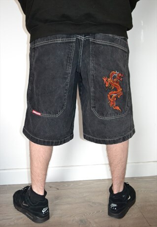 JNCO JEANS Y2K 90'S SKATER BOY BLACK SHORTS