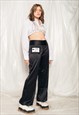 Vintage Satin Pants Y2K Reworked Printed Flare Trousers