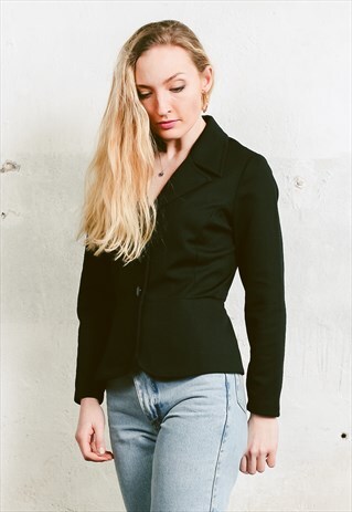 VINTAGE 80S LADIES BLACK BLAZER JACKET