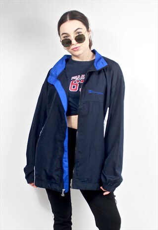 90'S RETRO BLUE THIN OVERSIZED TRACK JACKET