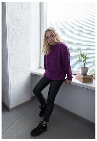 VINTAGE 80'S KNITTED PURPLE JUMPER