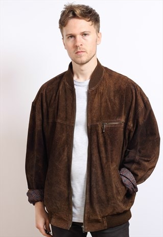 VINTAGE OVERSIZED SUEDE BOMBER JACKET