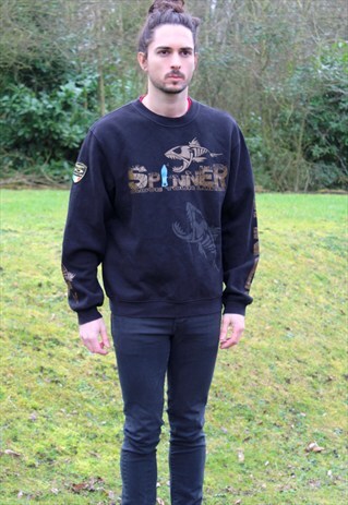 RETRO ANGLING FISHING SWEATSHIRT JUMPER - MEDIUM
