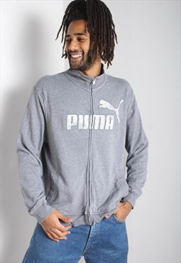 Vintage Puma Full Zip Sweatshirt Grey