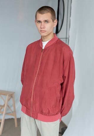 VINTAGE 80S RED BOMBER JACKET