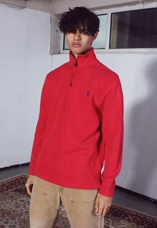 VINTAGE RALPH LAUREN RED 1/4 ZIPPED JUMPER