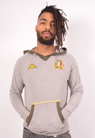 VINTAGE KAPPA ITALIA HOODIE JUMPER GREY