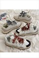 PLATFORM SNEAKERS CUSTOM WIDE LACES TRAINERS IN WHITE