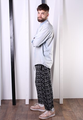 VINTAGE 90S PATTERNED CRAZY PRINT TROUSERS. UNISEX. GYM.