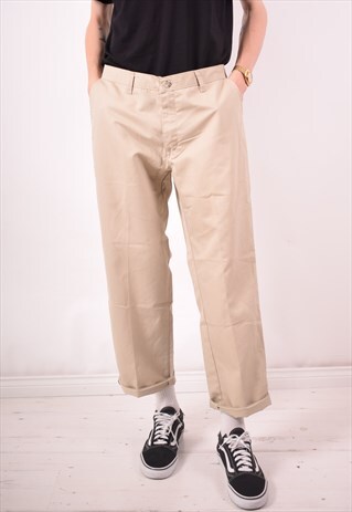 LEE MENS VINTAGE TROUSERS W34 L29 BEIGE 90S