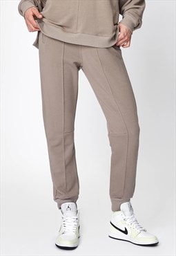 Beige Overlapped Front Sweatpants