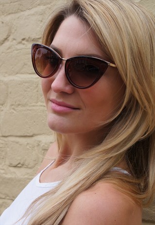 BROWN CATS EYE SUNGLASSES