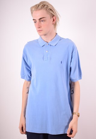 POLO RALPH LAUREN MENS VINTAGE POLO SHIRT LARGE BLUE 90S