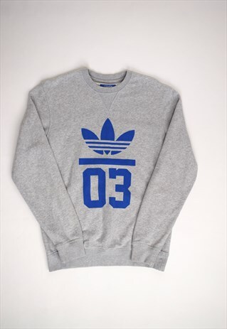VINTAGE 90S ADIDAS GREY '03' SWEATSHIRT