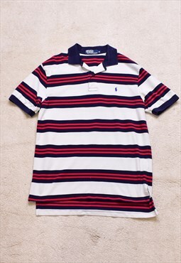 Vintage Polo Ralph Lauren White Red Striped Polo T Shirt