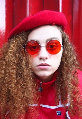 RED LENS SMALL ROUND GLASSES