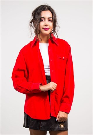 90'S VINTAGE RED THICK FLANNEL SHIRT