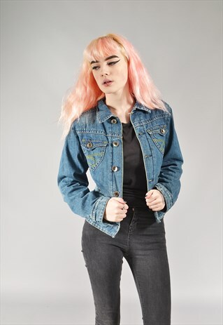 VINTAGE MID BLUE LINED DENIM JACKET