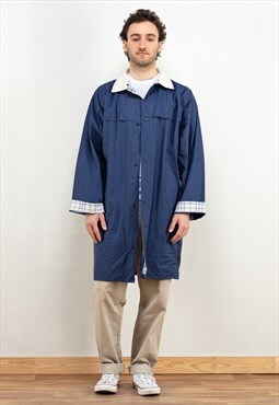 Vintage Men 90's PVC Rain Coat in Blue 