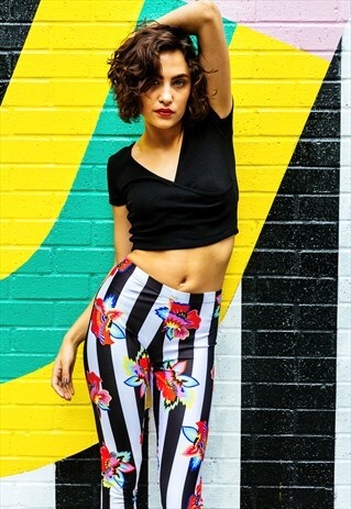 POPPY STRIPE PRINT LEGGINGS