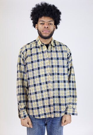 VINTAGE YELLOW/GREY/BLACK CHECK SHIRT