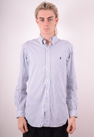 RALPH LAUREN MENS VINTAGE SHIRT MEDIUM WHITE STRIPES 90S