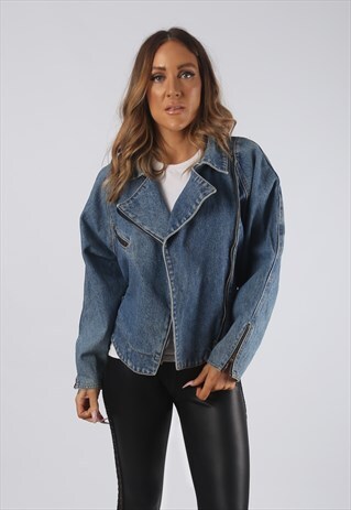 VINTAGE DENIM JACKET FITTED UK 8 XS (RBO)