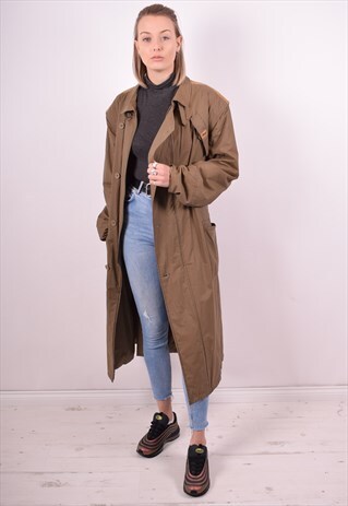 YVES SAINT LAURENT WOMENS VINTAGE COAT XL KHAKI 90S
