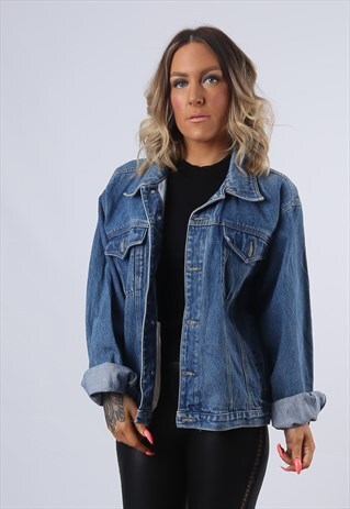 DENIM JACKET OVERSIZED FITTED VINTAGE UK 16 (EA4D)