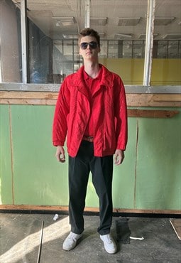 Vintage 90's ski suit puffer bomber baggy unisex jacket red 