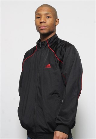 VINTAGE ADIDAS TRACK TOP JACKET BLACK RED