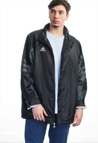 VINTAGE ADIDAS LOGO WINDBREAKER JACKET 90S L 17.2