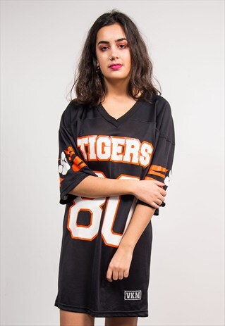 VINTAGE 90'S BLACK TIGERS AMERICAN FOOTBALL JERSEY DRESS TOP