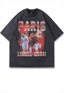 Lionel Messi t-shirt sportsman tee retro football top grey