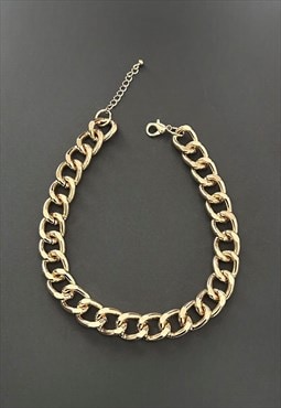 80's Vintage Gold Shiny Chunky Metal Woven Necklace