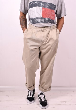 TOMMY HILFIGER MENS VINTAGE TROUSERS W34 L32 BEIGE 90S
